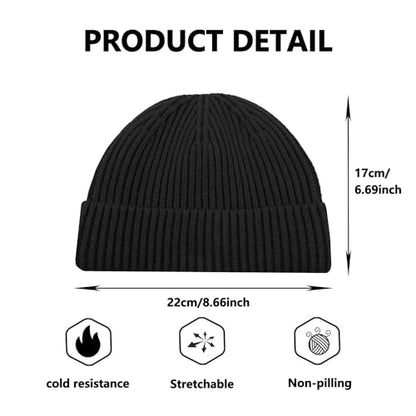 Fisherman Beanie for Men Knit Trawler Beanie Short Cuffed Watch Cap for Men Women - color: Grey