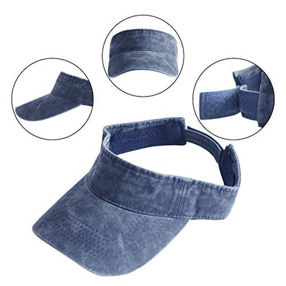 HH HOFNEN Sports Sun Visor Hats Cotton Adjustable Golf Caps for Men Women - color: #1a Navy