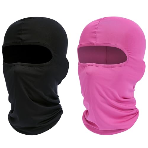 ROXUN Balaclava Ski Mask, 2 Pack Summer Motorcycle UV Protection Shiesty - color: Black+pink