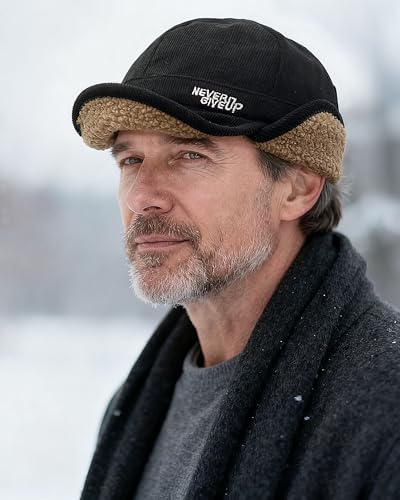 CLAPE Russian Trapper Ushanka Hat Eskimo Warm Pilot Cap Hats Earflaps Baseball Cap Visor Dad Hat for Outdoor Skiing - color: Dj05-black