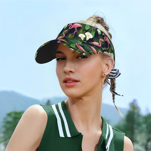 Adjustable Sun Visor Hats, Lightweight Open-Top Sports Visors - color: Flamingo