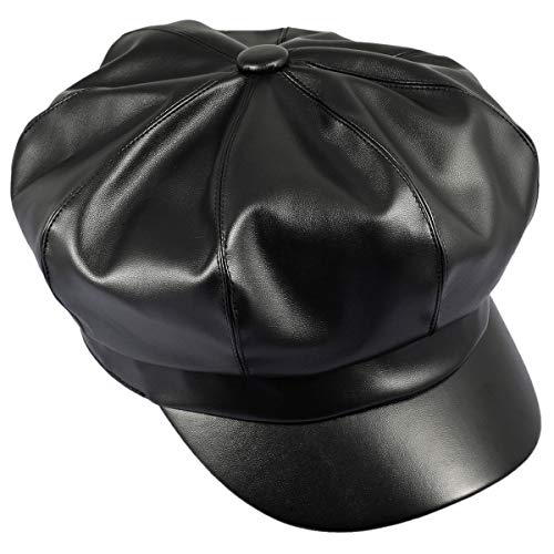 Sportmusies Polyester 8 Panels Newsboy Caps for Women - color: #01black