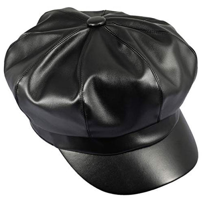 Sportmusies Polyester 8 Panels Newsboy Caps for Women - color: #01black