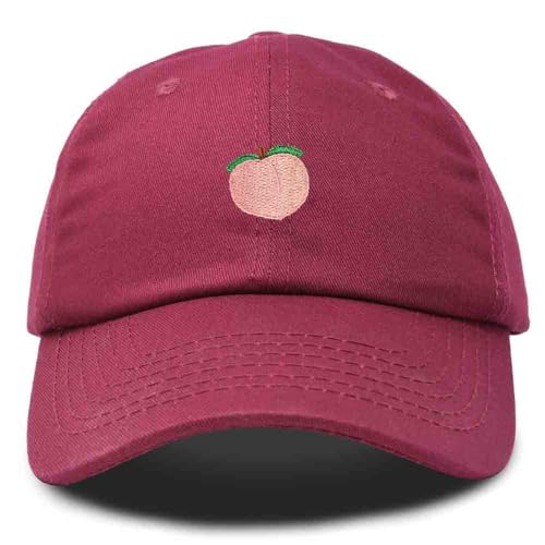 DALIX Peach Embroidered Dad Cap Cotton Baseball Hat Women - color: Maroon