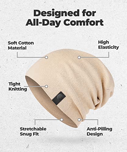 Warm Slouchy Beanie Hat - Deliciously Soft Daily Beanie in Fine Knit - color: Beige