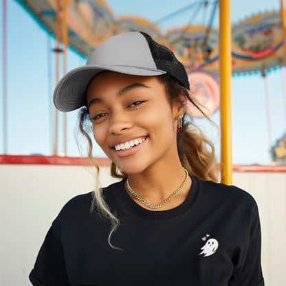 DALIX Two Tone Trucker Hat Summer Mesh Cap with Adjustable Snapback Strap - color: Gray-black, size: One Size