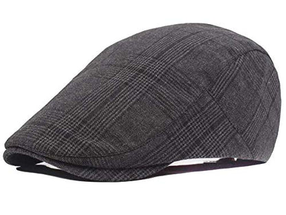 2 Pack Men's Cotton Flat Cap Ivy Gatsby Newsboy Hat - color: E