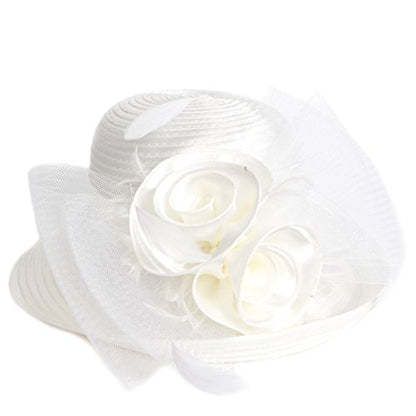 VECRY Womens Tea Party Church Baptism Wedding Derby Dressy Hat - color: Cream