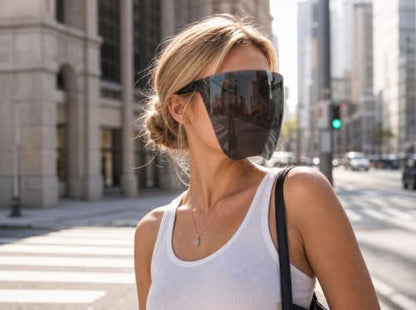 Full Face Shield Visor Sunglasses - Futuristic Tinted UV Blocking, Black - color: Black