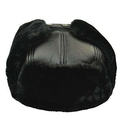 Trapper Trooper Leather Hat Windproof Warm Ear Flaps Skiing Hat - size: XX-Large