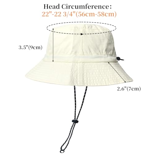 NPJY Packable Sun Bucket Hat for Women Outdoor Waterproof Rain Hat - color: Beige (Packable)