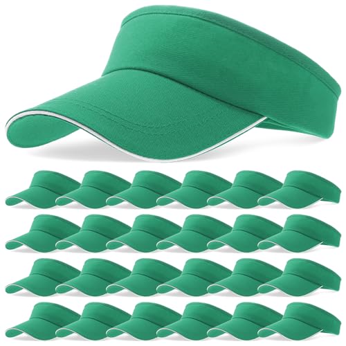 Bonuci 24 Pcs Visor Bulk for Women Sun Hat Visors for Men Tennis - color: Green
