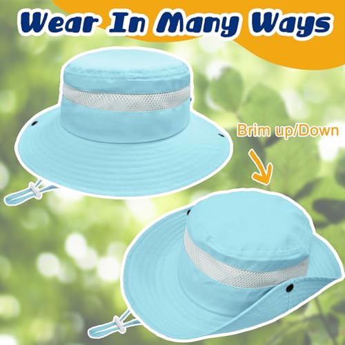 ZOORON Outdoor Kids Sun Hat UPF 50+ Quick Dry Bucket Hat for Boys Girls - color: 1pack-aqua Blue