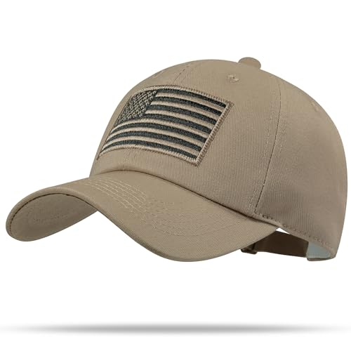 American Flag Hat, Adjustable Fit USA Baseball Cap for Men Women, Dad Hats, Outdoor Ball Caps for Casual Wear - color: Khaki