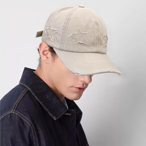 Vintage Washed Distressed Baseball Cap for Women Men Adjustable Sports Hat - color: Beige