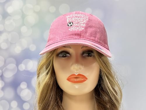 Adjustable Embroidery Hat for Men Women, Gift Baseball Cap for Adult - color: Soccer Mimi (Washed Pink)