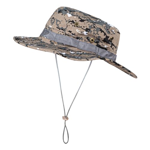 Rosoz Sun Hats for Men Women Bucket Hat UPF Protection Wide Brim Boonie Hat - color: 1pack-gray Digital