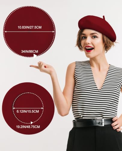 French Beret Hats for Women - Soft Warm Wool Solid Color Beanie Winter Cap - color: Beige