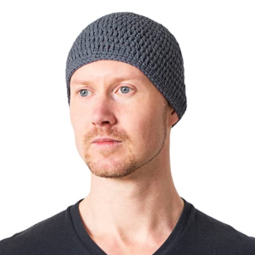 CHARM Mens Cotton Beanie Skull Cap - color: Gray, size: Large