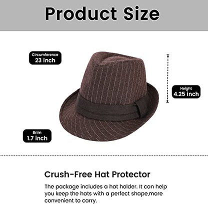 Unisex Fedora Hat Classic Trilby Hats Short Brim Panama Jazz Hat - color: Brown