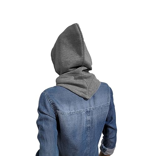 Unisex Sporty Snood Hat with drawstring Hood Scarf Neck Warmer Winter Balaclava Hood - color: Gray