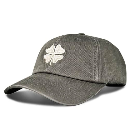Lucky Brand Classic Cotton Adjustable | Dad Hat | Baseball Cap | Golf | Fishing | Low Profile | 5 Panel Design - color: Clover - Charcoal Grey
