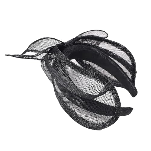 Women's Fascinators Hats Wedding Sinamay Headband Church Cocktail Dresses Headwear Tea Party Hat Accessories - color: A Black