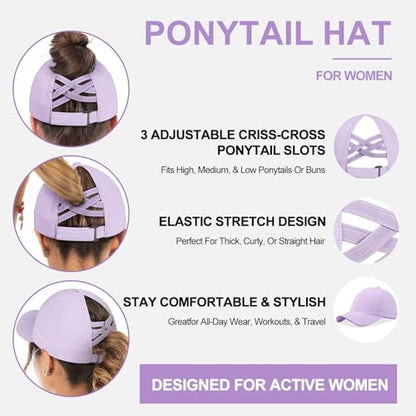 Women Criss Cross Ponytail Hat Mesh Quick Drying Baseball Cap High Messy Bun Ponycap Lightweight Outdoor Sports Hat - color: New White