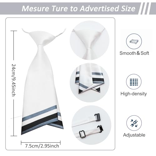 Mantieqingway Women Uniform Necktie Adjustable Strap Striped Pre-tie Ties - color: White