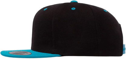 YP Classics 6089 Wool-Blended 6 Panel High Profile Flatbill Snapback Cap - color: Black/Teal