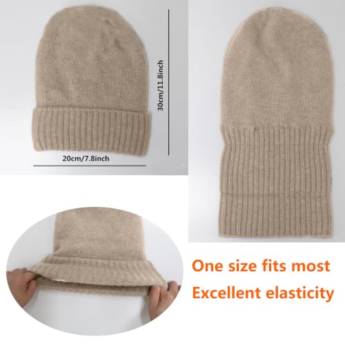 Facecozy Satin Lined Beanie for Women Soft Satin Lining Slouchy Winter Hats - color: Camel