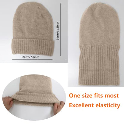 Facecozy Satin Lined Beanie for Women Soft Satin Lining Slouchy Winter Hats - color: Camel
