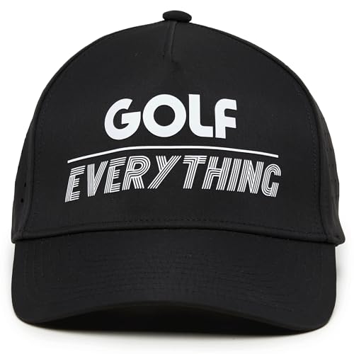 Funky Junque Mens High Crown Golf Hat, Performance Golf Cap - color: Golf Over Everything - Black