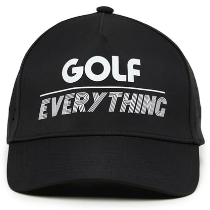 Funky Junque Mens High Crown Golf Hat, Performance Golf Cap - color: Golf Over Everything - Black