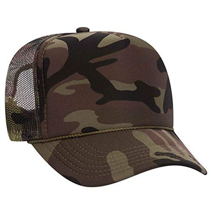 OTTO Wholesale 12 x Polyester Foam Front 5 Panel High Crown Mesh Back Trucker Hat - (12 Pcs) - color: Camo 008
