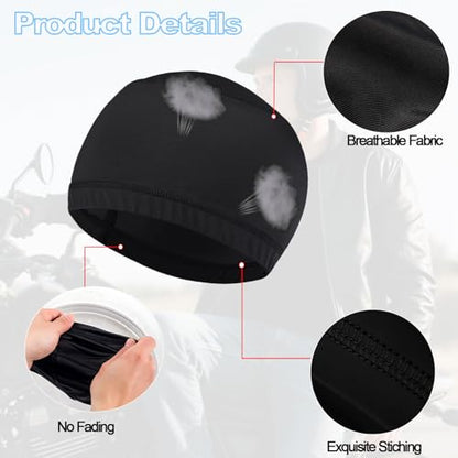 Cooling Skull Caps for Men Hard Hat Helmet Liner Cycling Cap Running Beanie - color: 2pcs-（black+white）