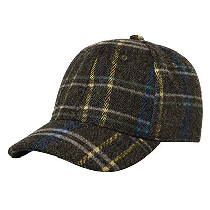 BOTVELA Men's Herringbone Tweed Baseball Cap Wool Blend Fitted Hat - color: Brown Plaid, size: 7 1/4