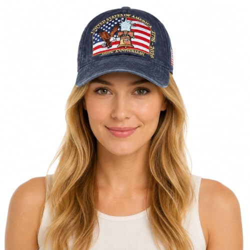 USA 250th Anniversary Baseball Cap Patriotic Embroidered American Hat - color: 3-navy