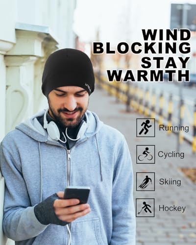 WRELS Winter hat Running Skull Cap Breathable Helmet Liner Cycling Beanie Sweat Wicking Hockey Head Caps for Men Women - color: Black*2