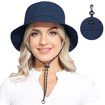 Packable Bucket Hat for Women Waterproof UV Protection Sun Hat - color: Navy