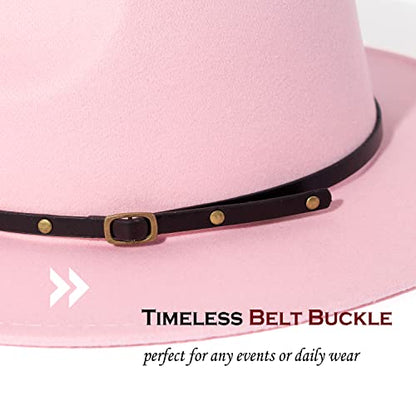 Lisianthus Women Belt Buckle Fedora Hat - color: Pink