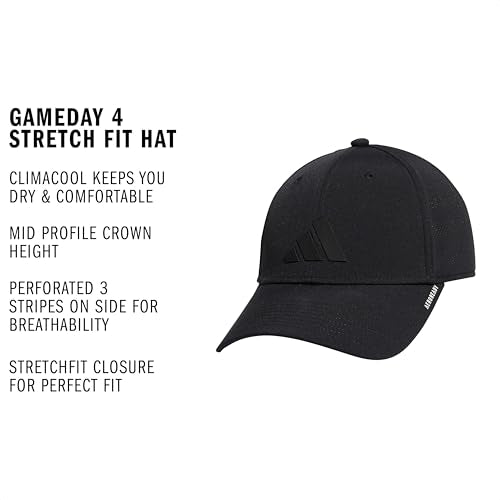 adidas Men's Gameday Stretch Fit Hat - color: Black/4, size: Large-X-Large