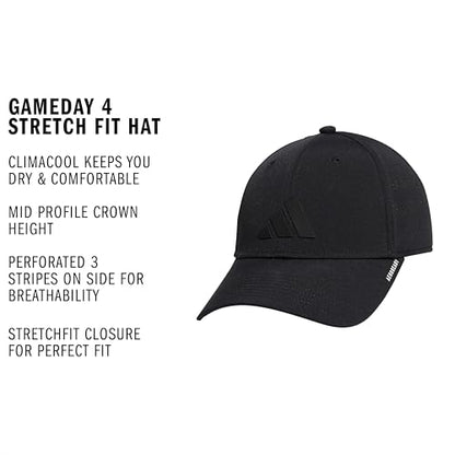adidas Men's Gameday Stretch Fit Hat - color: Black/4, size: Large-X-Large