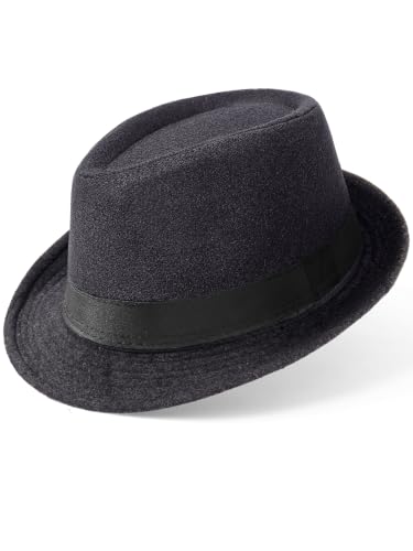 BABEYOND Men's 1920s Short Brim Trilby Fedora Hat - color: Y-dark Gray