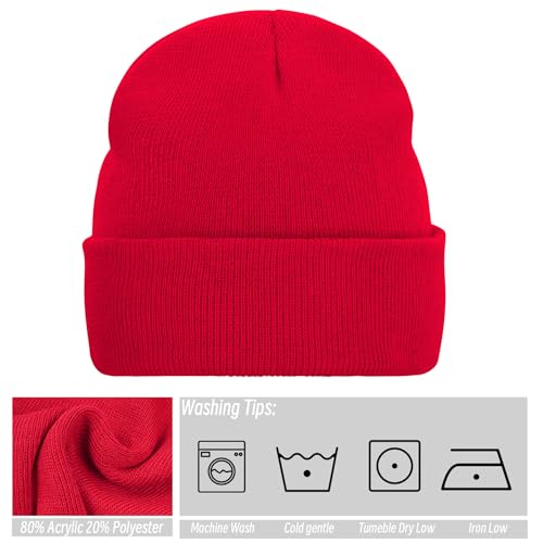 Pistha Beanie for Men Women-Knit Beanie Hats Skull Cap Winter Warm Hat - color: Red
