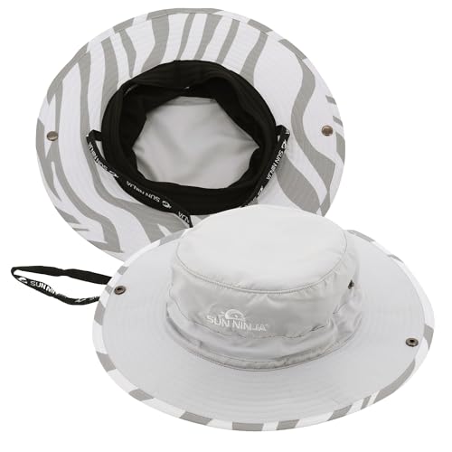 SUN NINJA Bucket Hat for Men and Women, Wide Brim UPF 50+ Protection - color: Zebra Grey