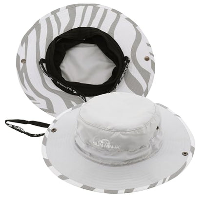 SUN NINJA Bucket Hat for Men and Women, Wide Brim UPF 50+ Protection - color: Zebra Grey