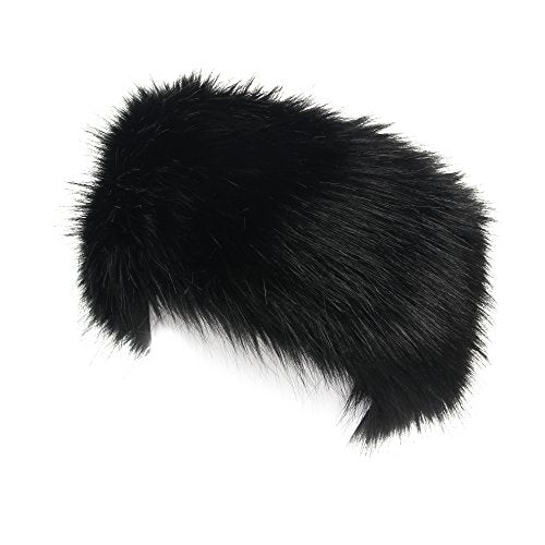 LA CARRIE Faux Fur Headband with Stretch Women's Winter Earwarmer Earmuff - color: A Black