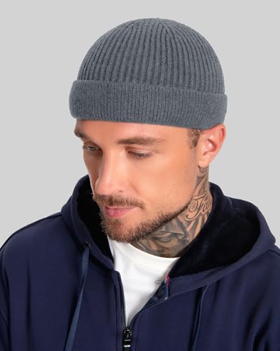 ROYBENS Swag Wool Short Beanie for Men Women, Fleece Lined Warm Winter Hat - color: 1pcs-gray