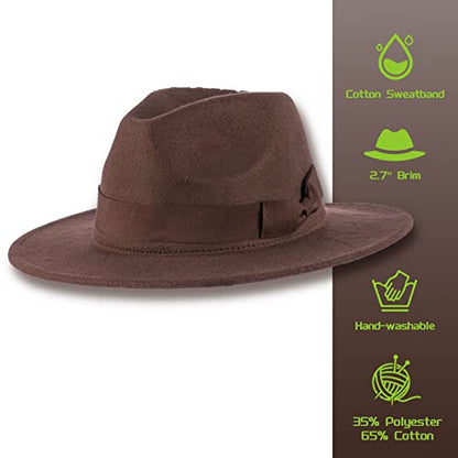 Wide Brim Felt Fedora Hat Halloween Cosplay Props Costume Accessory Panama Outback Hat for Men Women